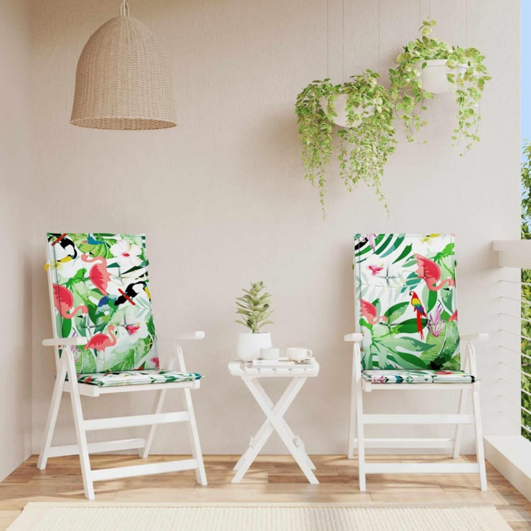 Cuscini per sedie da giardino bianchi con foglie multicolore