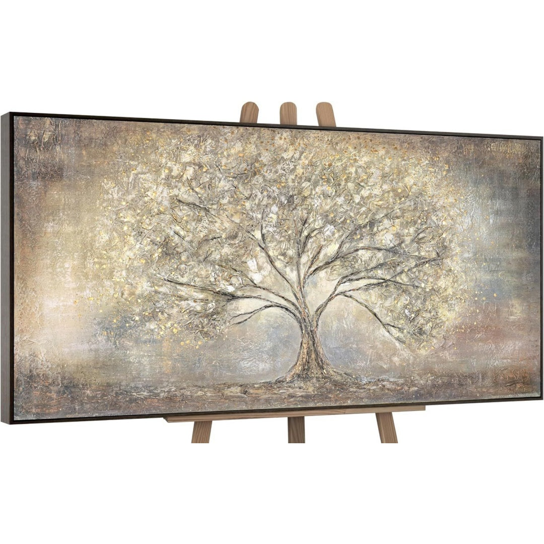 Dipinto di albero oro e grigio