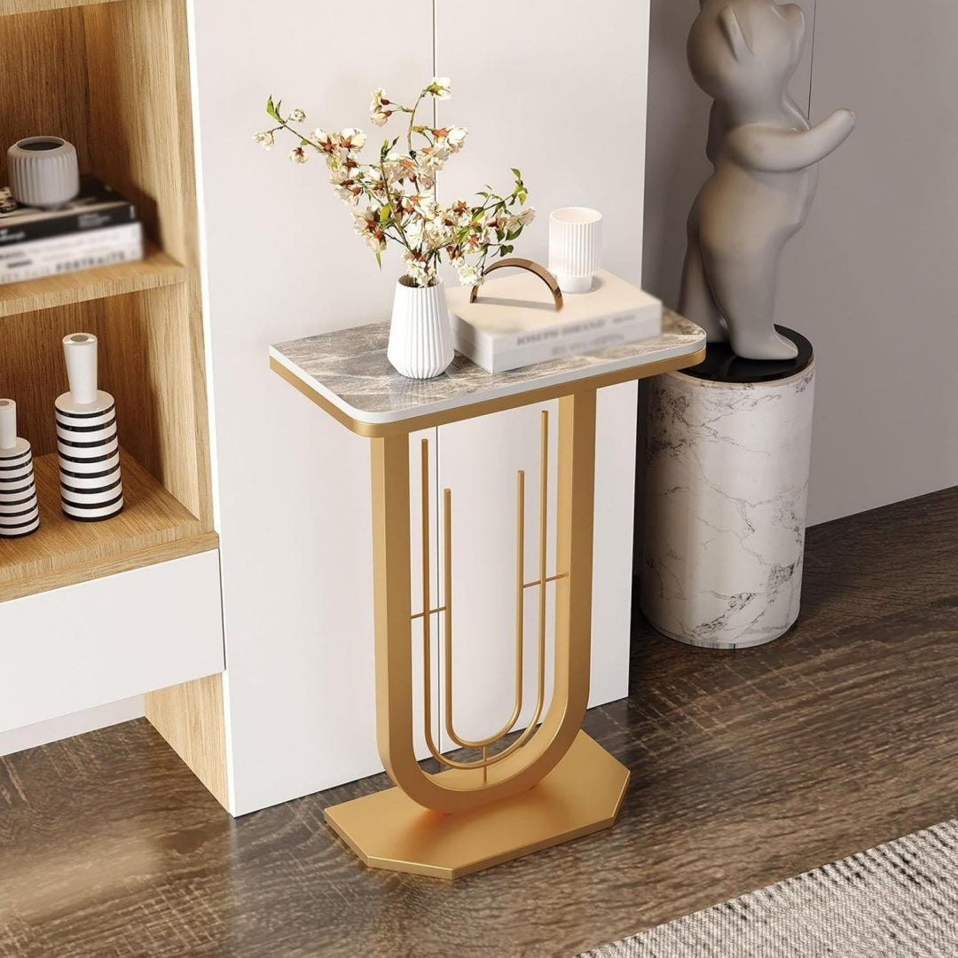 Consolle oro con piano bianco