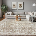 Tappeto beige e grigio con motivo tradizionale