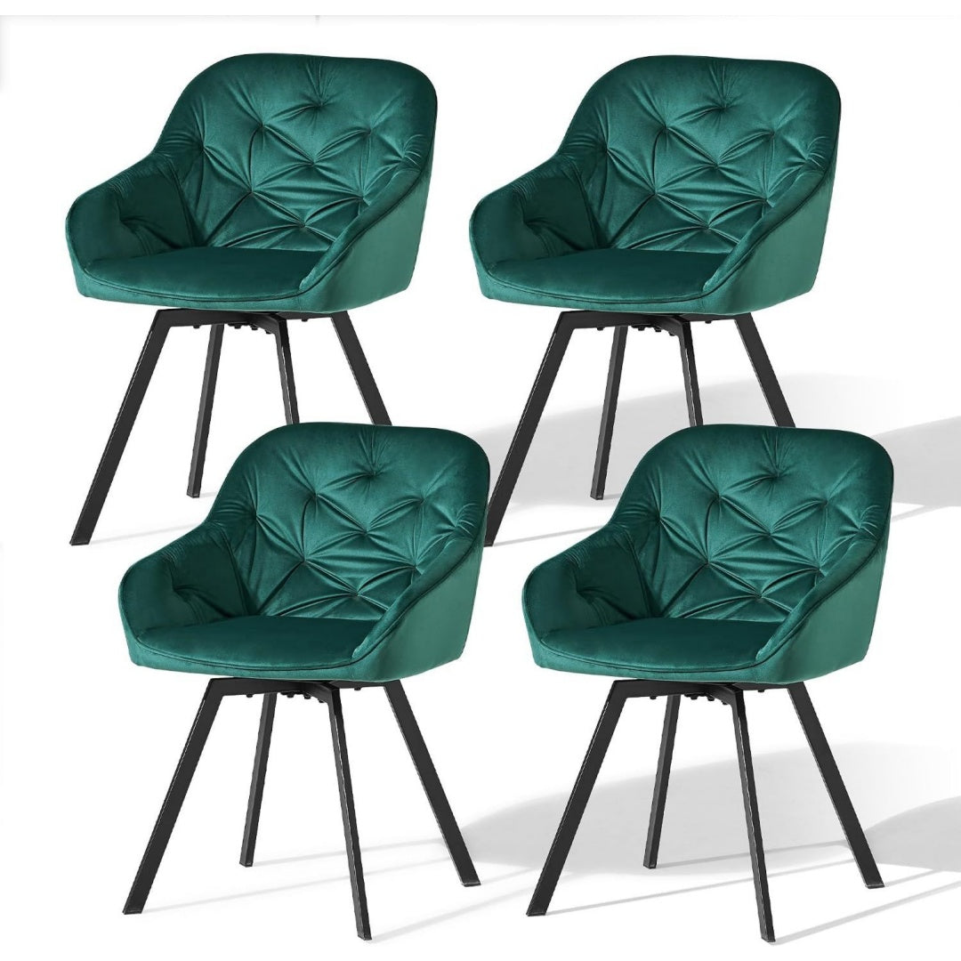 Sedie girevoli verde scuro con gambe nere