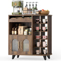 Mobile bar marrone con ante e ripiani