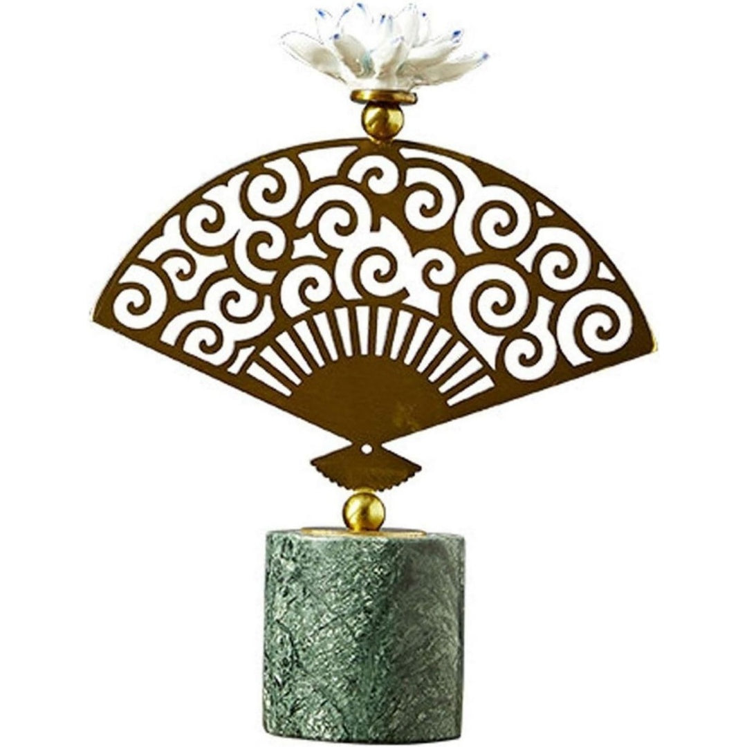 Decorazione a ventaglio oro con base verde