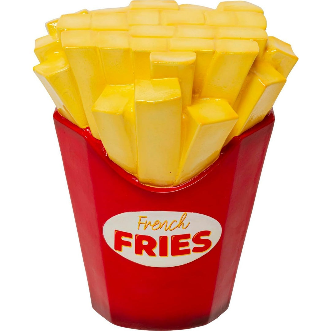 Sgabello a forma di patatine fritte giallo e rosso