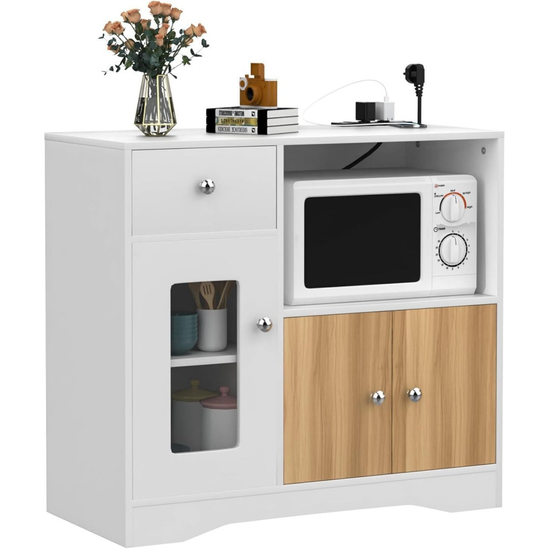 Credenza bianca con ante naturali